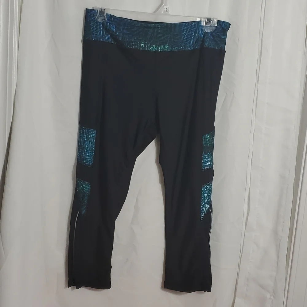 Adore Me leggings black teal mesh Size Large